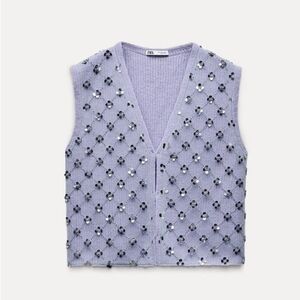 Zara Lavender Beaded Knit Vest